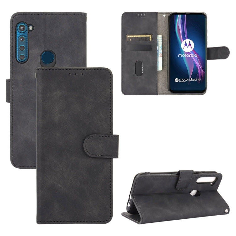 For Motorola Moto One Fusion Plus Solid Color Skin Feel Magnetic Buckle Horizontal Flip Calf Texture PU Leather Case with Holder & Card Slots & Wallet