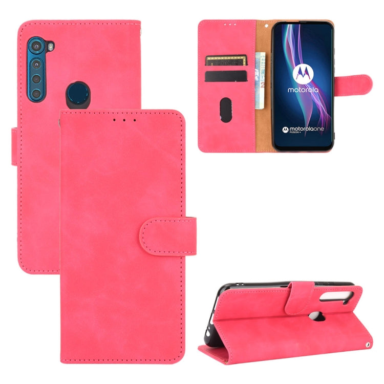 For Motorola Moto One Fusion Plus Solid Color Skin Feel Magnetic Buckle Horizontal Flip Calf Texture PU Leather Case with Holder & Card Slots & Wallet