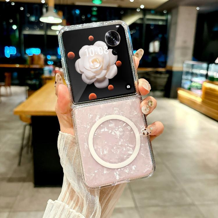 For Honor Magic V Flip Pearlescent Shell Texture MagSafe Phone Case