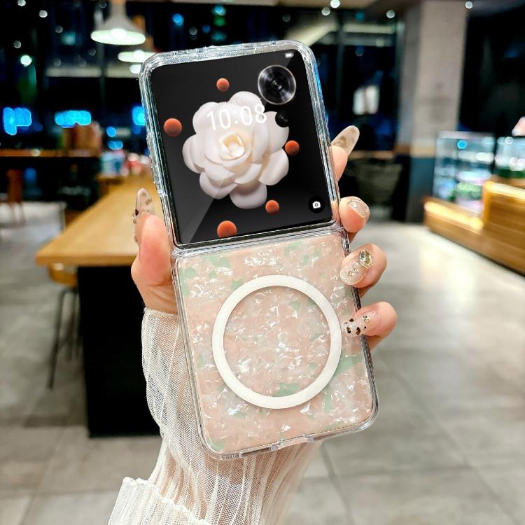 For Honor Magic V Flip Pearlescent Shell Texture MagSafe Phone Case