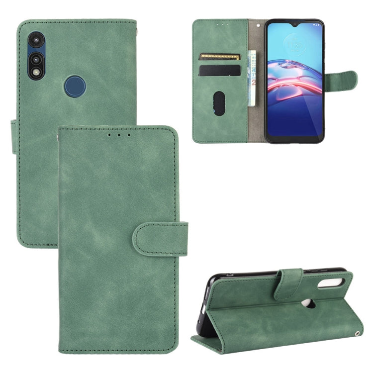 For Motorola Moto E(2020) Solid Color Skin Feel Magnetic Buckle Horizontal Flip Calf Texture PU Leather Case with Holder & Card Slots & Wallet