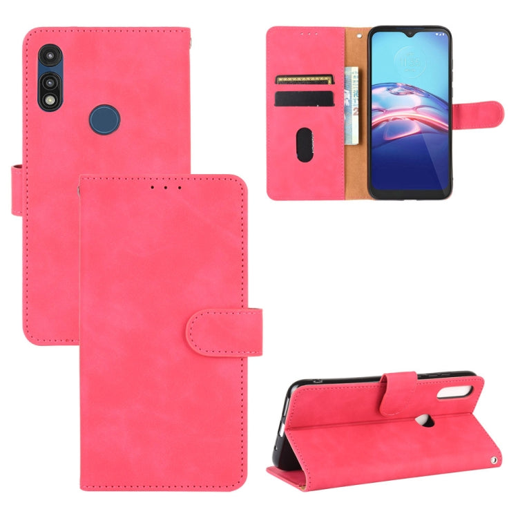 For Motorola Moto E(2020) Solid Color Skin Feel Magnetic Buckle Horizontal Flip Calf Texture PU Leather Case with Holder & Card Slots & Wallet