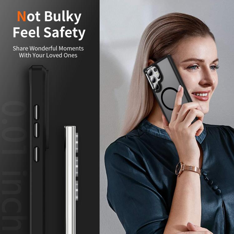 For Samsung Galaxy S23 Ultra 5G Hardware Lens Protection MagSafe Magnetic PC Hybrid TPU Phone Case