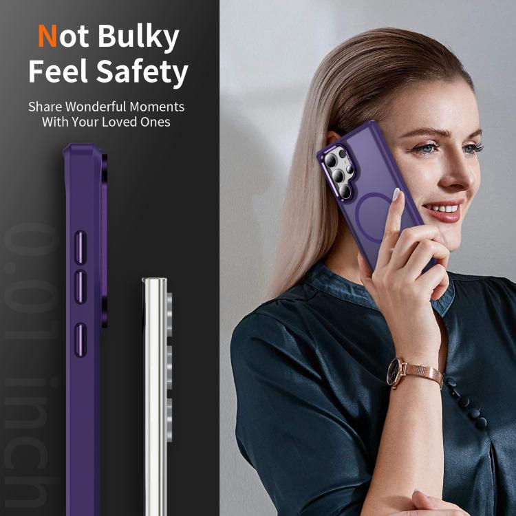 For Samsung Galaxy S23 Ultra 5G Hardware Lens Protection MagSafe Magnetic PC Hybrid TPU Phone Case