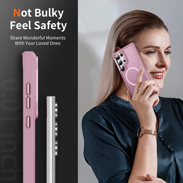 For Samsung Galaxy S24 Ultra 5G Hardware Lens Protection MagSafe Magnetic PC Hybrid TPU Phone Case