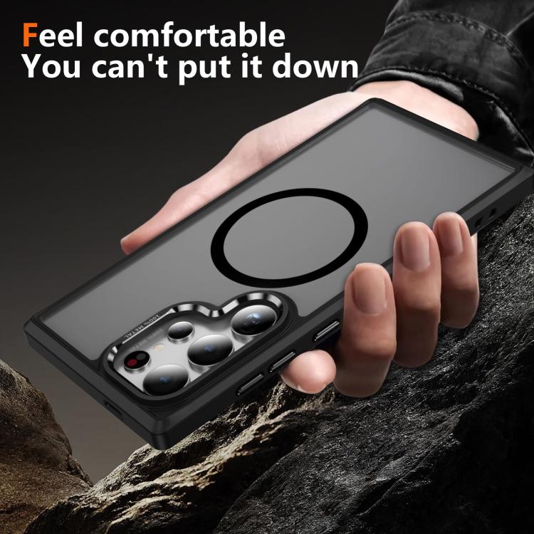 For Samsung Galaxy S24 Ultra 5G Hardware Lens Protection MagSafe Magnetic PC Hybrid TPU Phone Case