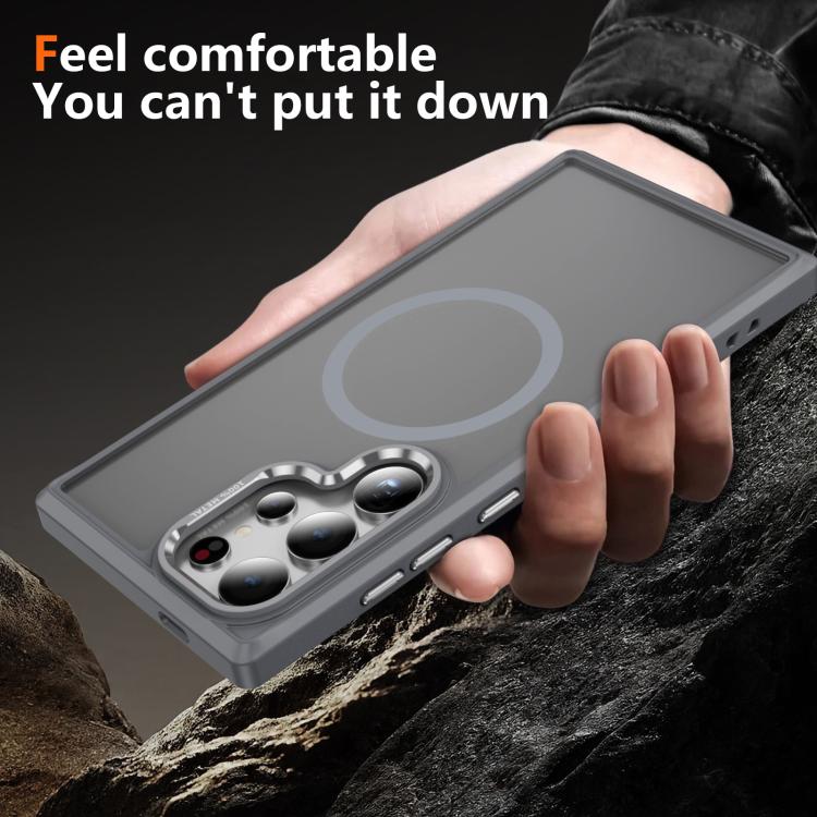 For Samsung Galaxy S24 Ultra 5G Hardware Lens Protection MagSafe Magnetic PC Hybrid TPU Phone Case