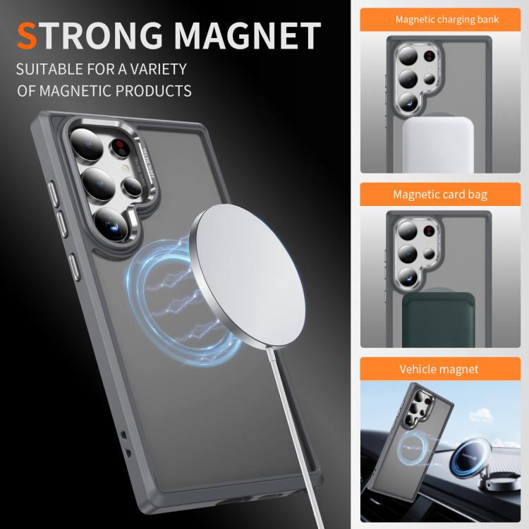For Samsung Galaxy S24 Ultra 5G Hardware Lens Protection MagSafe Magnetic PC Hybrid TPU Phone Case