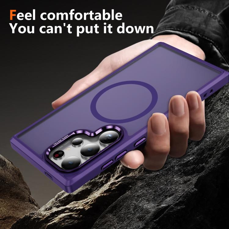 For Samsung Galaxy S24 Ultra 5G Hardware Lens Protection MagSafe Magnetic PC Hybrid TPU Phone Case