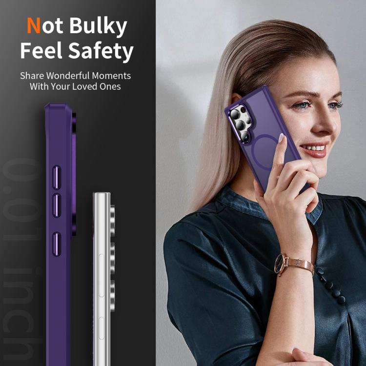 For Samsung Galaxy S24 Ultra 5G Hardware Lens Protection MagSafe Magnetic PC Hybrid TPU Phone Case