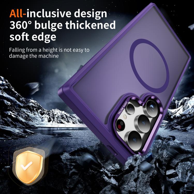 For Samsung Galaxy S24 Ultra 5G Hardware Lens Protection MagSafe Magnetic PC Hybrid TPU Phone Case