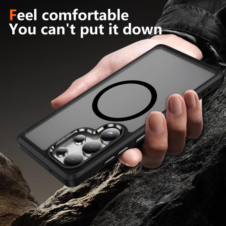 For Samsung Galaxy S25 Ultra 5G Hardware Lens Protection MagSafe Magnetic PC Hybrid TPU Phone Case