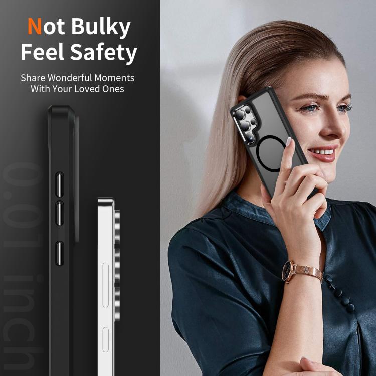 For Samsung Galaxy S25 Ultra 5G Hardware Lens Protection MagSafe Magnetic PC Hybrid TPU Phone Case