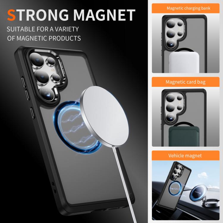 For Samsung Galaxy S25 Ultra 5G Hardware Lens Protection MagSafe Magnetic PC Hybrid TPU Phone Case