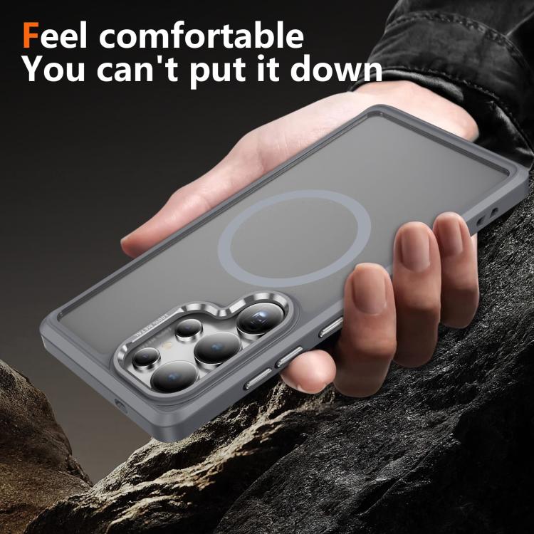 For Samsung Galaxy S25 Ultra 5G Hardware Lens Protection MagSafe Magnetic PC Hybrid TPU Phone Case
