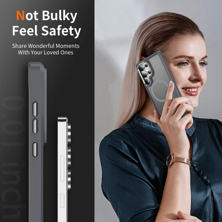 For Samsung Galaxy S25 Ultra 5G Hardware Lens Protection MagSafe Magnetic PC Hybrid TPU Phone Case