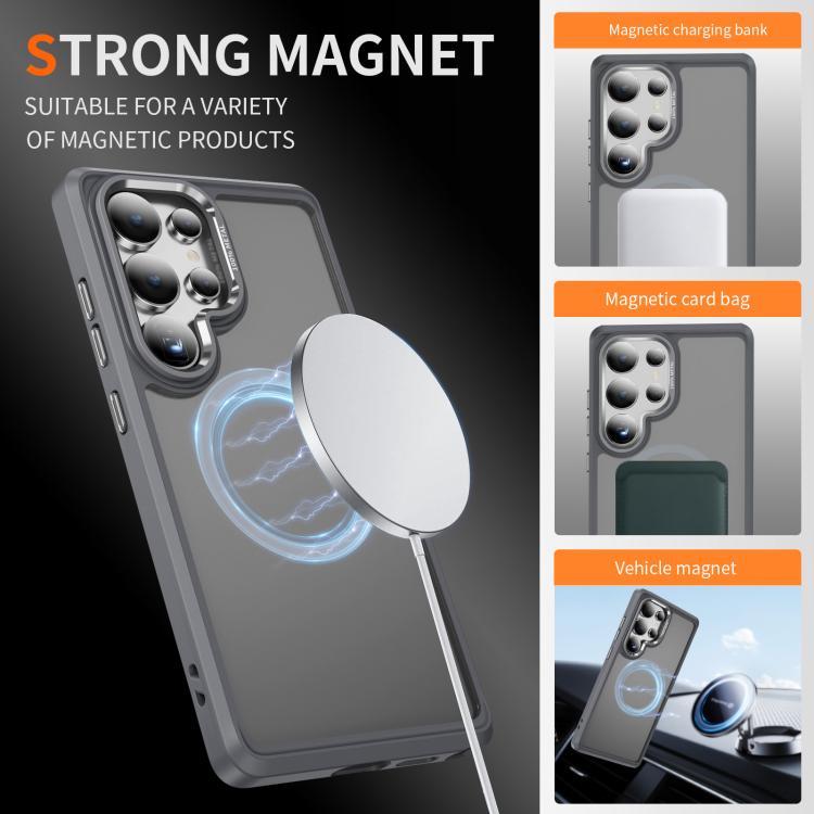 For Samsung Galaxy S25 Ultra 5G Hardware Lens Protection MagSafe Magnetic PC Hybrid TPU Phone Case