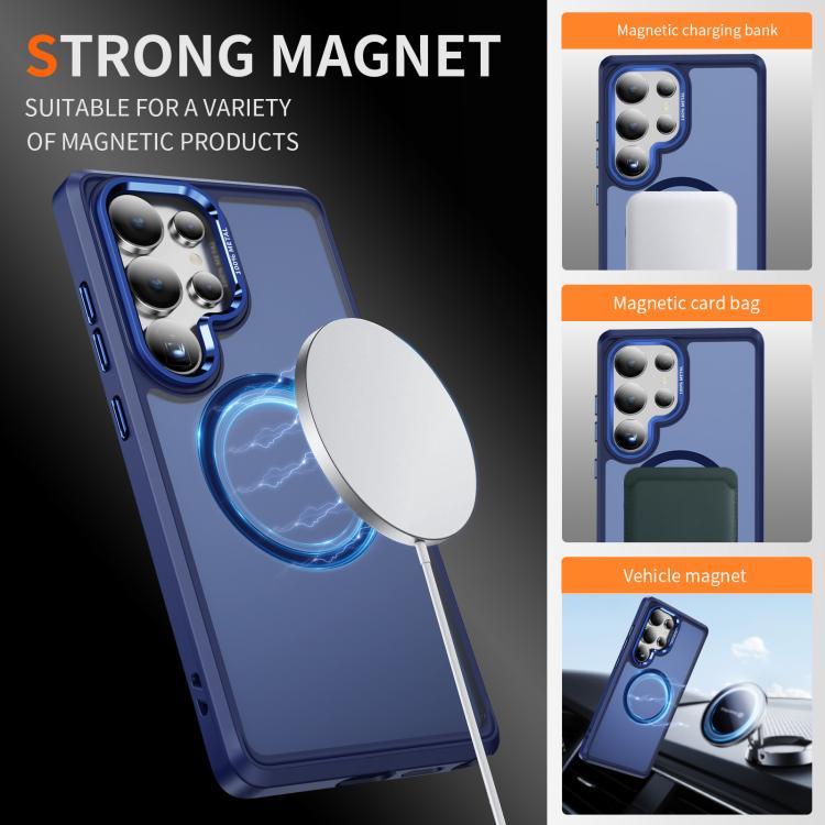 For Samsung Galaxy S25 Ultra 5G Hardware Lens Protection MagSafe Magnetic PC Hybrid TPU Phone Case