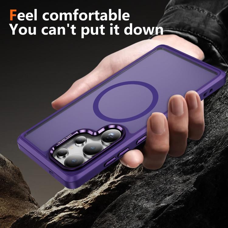For Samsung Galaxy S25 Ultra 5G Hardware Lens Protection MagSafe Magnetic PC Hybrid TPU Phone Case