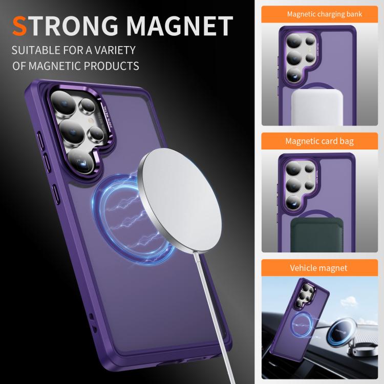 For Samsung Galaxy S25 Ultra 5G Hardware Lens Protection MagSafe Magnetic PC Hybrid TPU Phone Case