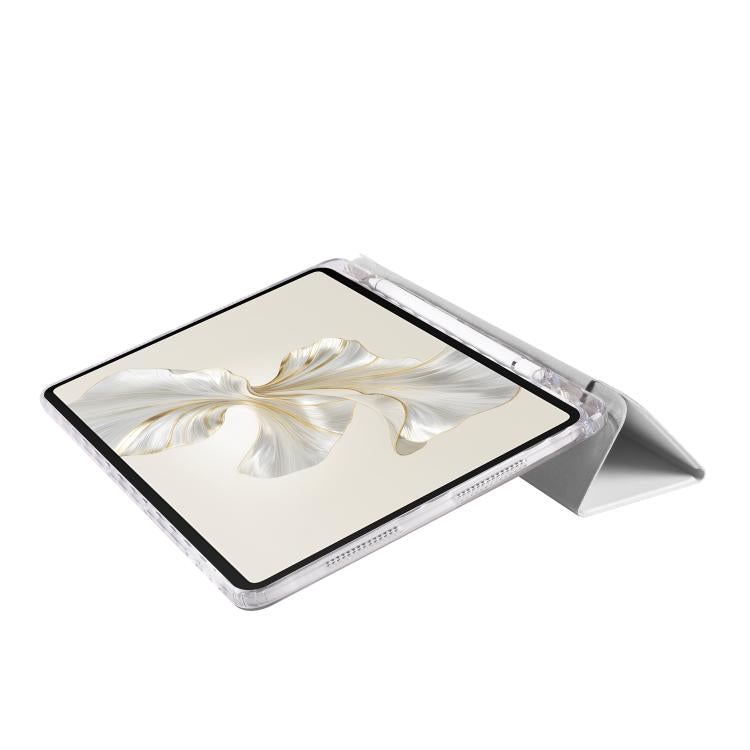 For Honor Pad 9 3-Fold Clear Acrylic Leather Tablet Case