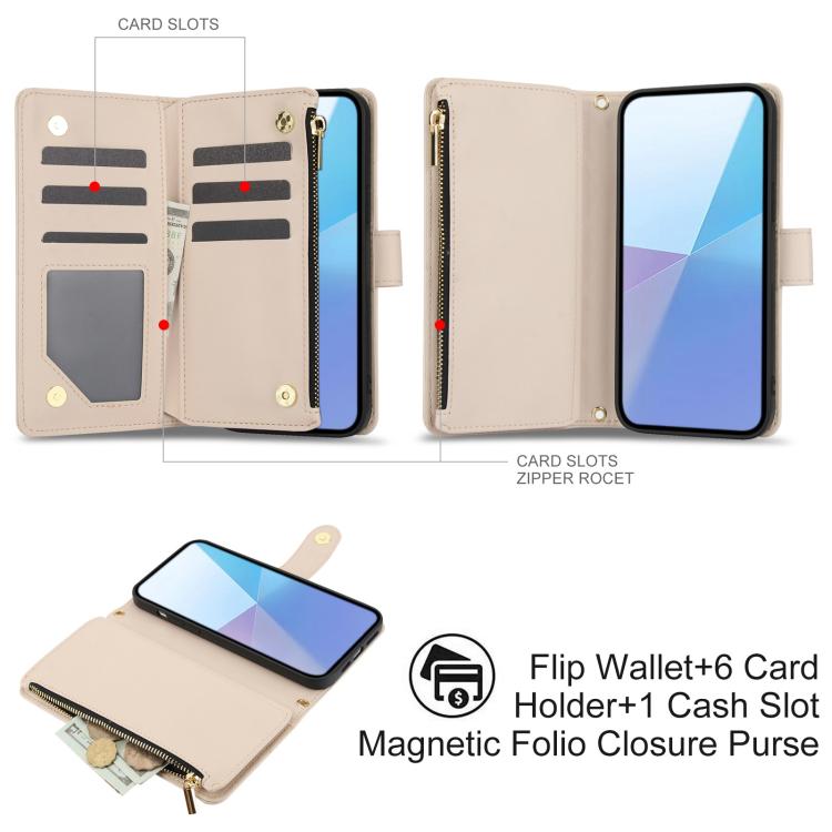For Sony Xperia 10 VI YM016 Rhombic Zipper Card Wallet Leather Phone Case with Lanyard