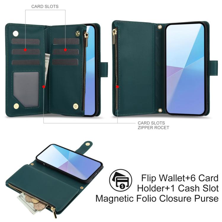 For Sony Xperia 10 VI YM016 Rhombic Zipper Card Wallet Leather Phone Case with Lanyard