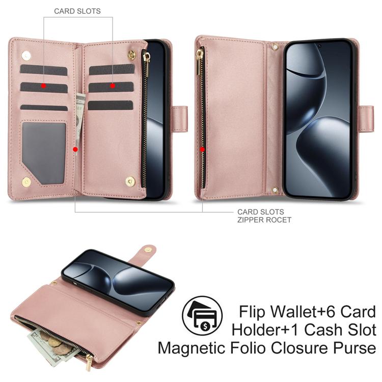 For Xiaomi 14T 5G YM016 Rhombic Zipper Card Wallet Leather Phone Case with Lanyard
