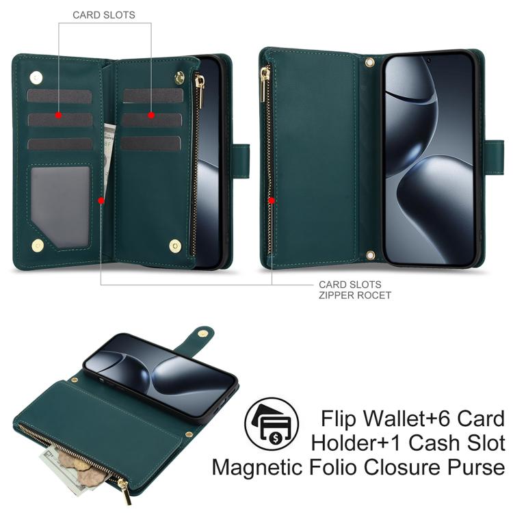 For Xiaomi 14T Pro 5G YM016 Rhombic Zipper Card Wallet Leather Phone Case with Lanyard