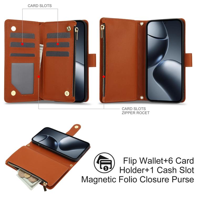 For Xiaomi 14T Pro 5G YM016 Rhombic Zipper Card Wallet Leather Phone Case with Lanyard