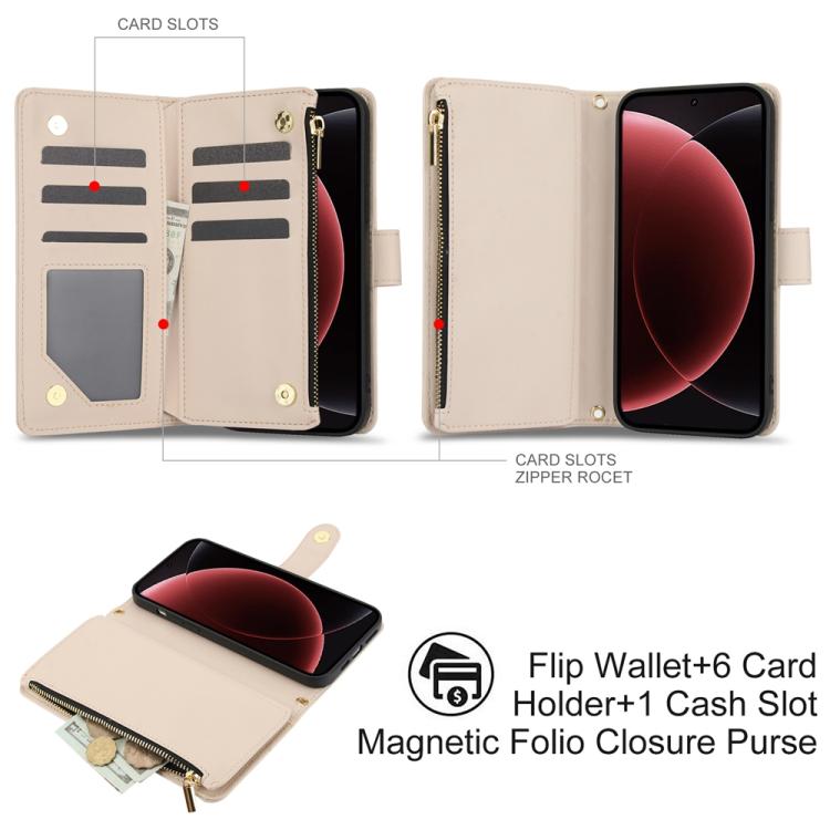 For Xiaomi 15 Ultra YM016 Rhombic Zipper Card Wallet Leather Phone Case with Lanyard