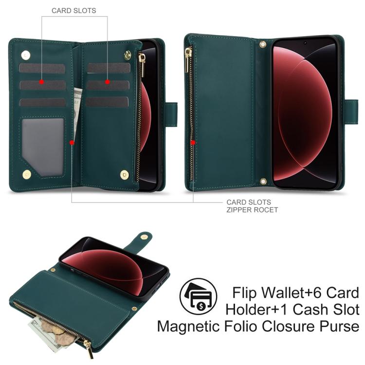 For Xiaomi 15 Ultra YM016 Rhombic Zipper Card Wallet Leather Phone Case with Lanyard