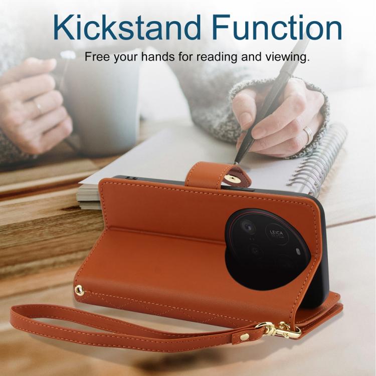 For Xiaomi 15 Ultra YM016 Rhombic Zipper Card Wallet Leather Phone Case with Lanyard
