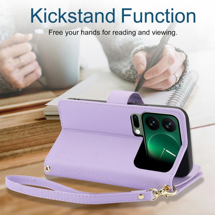 For Xiaomi 17 Pro Max YM016 Rhombic Zipper Card Wallet Leather Phone Case with Lanyard