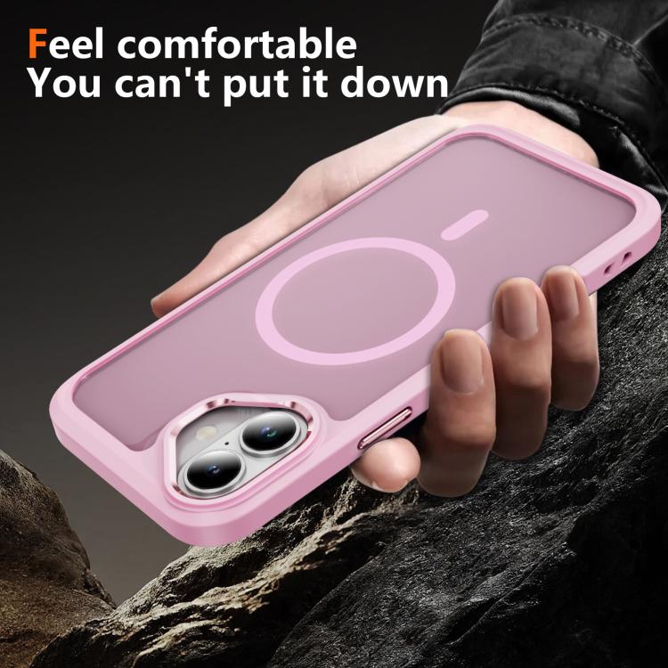 For iPhone 16 Plus Hardware Lens Protection MagSafe Magnetic PC Hybrid TPU Phone Case