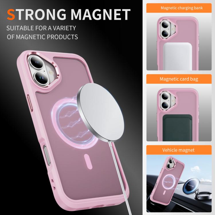 For iPhone 16 Plus Hardware Lens Protection MagSafe Magnetic PC Hybrid TPU Phone Case