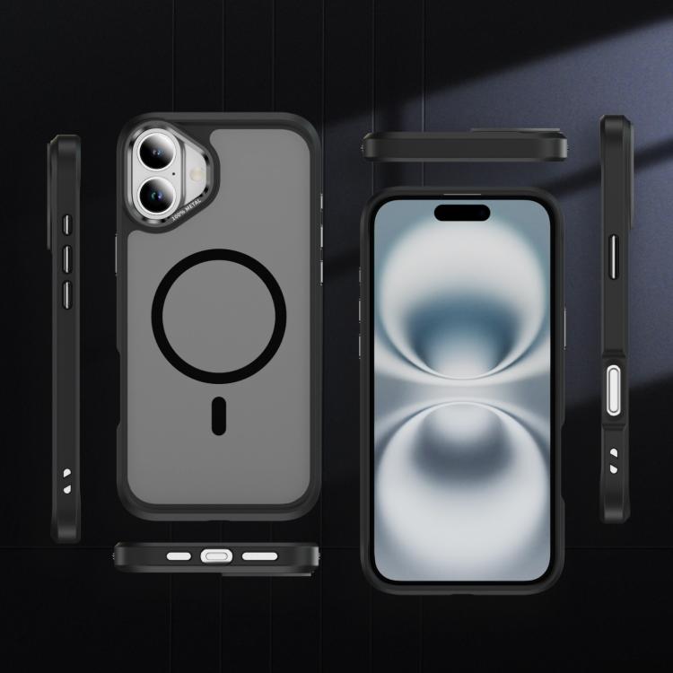 For iPhone 16 Plus Hardware Lens Protection MagSafe Magnetic PC Hybrid TPU Phone Case