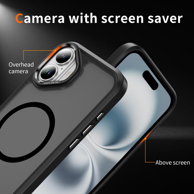 For iPhone 16 Plus Hardware Lens Protection MagSafe Magnetic PC Hybrid TPU Phone Case
