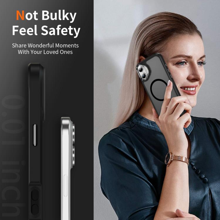 For iPhone 16 Plus Hardware Lens Protection MagSafe Magnetic PC Hybrid TPU Phone Case