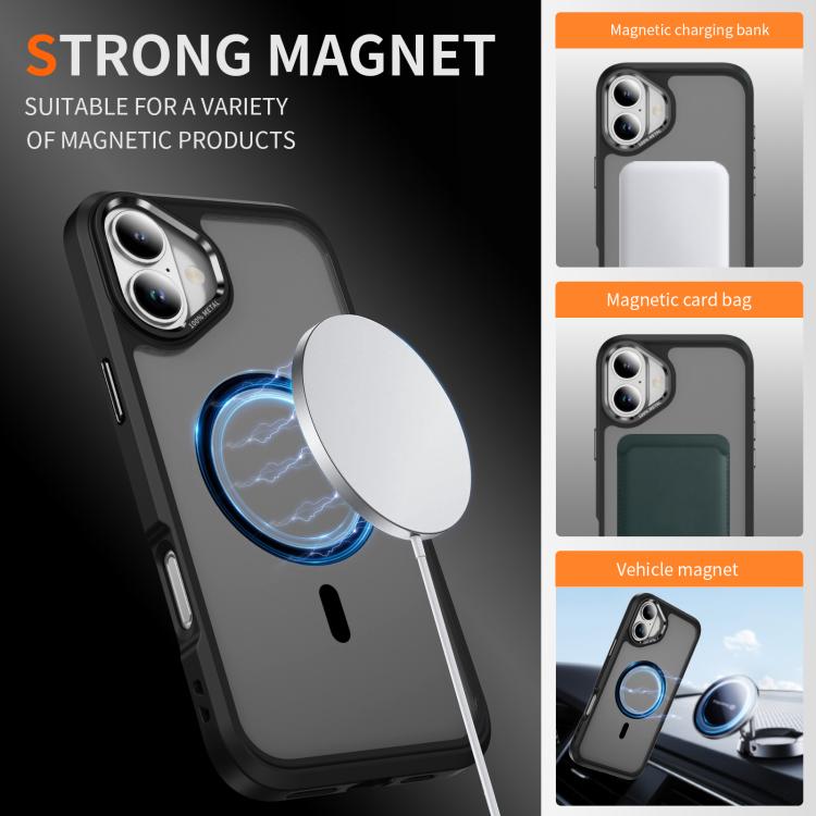 For iPhone 16 Plus Hardware Lens Protection MagSafe Magnetic PC Hybrid TPU Phone Case