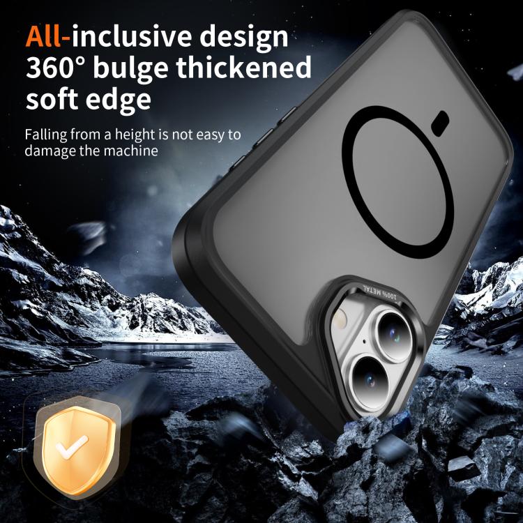 For iPhone 16 Plus Hardware Lens Protection MagSafe Magnetic PC Hybrid TPU Phone Case