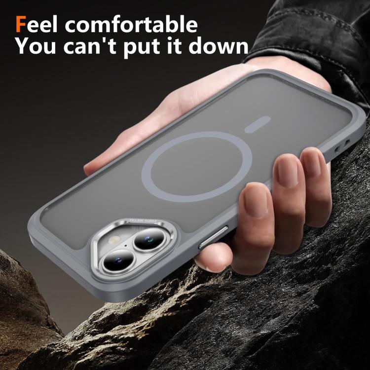 For iPhone 16 Plus Hardware Lens Protection MagSafe Magnetic PC Hybrid TPU Phone Case