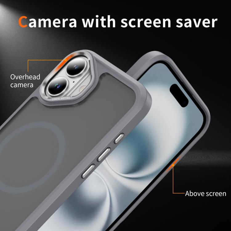 For iPhone 16 Plus Hardware Lens Protection MagSafe Magnetic PC Hybrid TPU Phone Case
