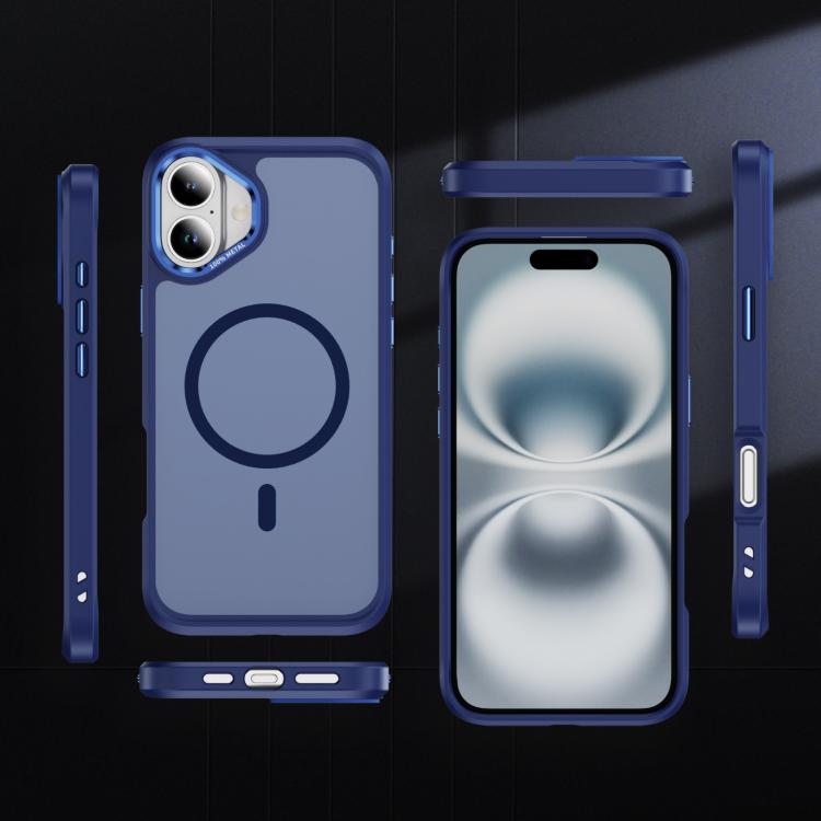 For iPhone 16 Plus Hardware Lens Protection MagSafe Magnetic PC Hybrid TPU Phone Case