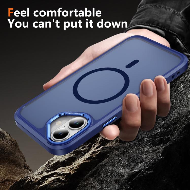 For iPhone 16 Plus Hardware Lens Protection MagSafe Magnetic PC Hybrid TPU Phone Case