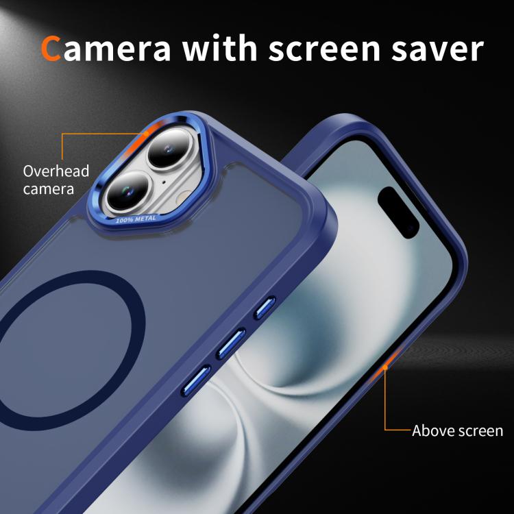 For iPhone 16 Plus Hardware Lens Protection MagSafe Magnetic PC Hybrid TPU Phone Case