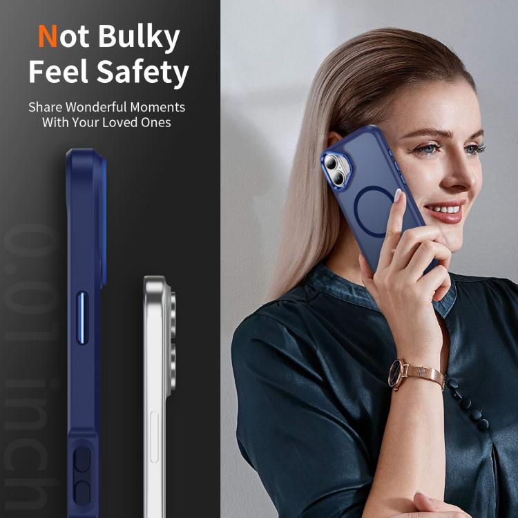 For iPhone 16 Plus Hardware Lens Protection MagSafe Magnetic PC Hybrid TPU Phone Case