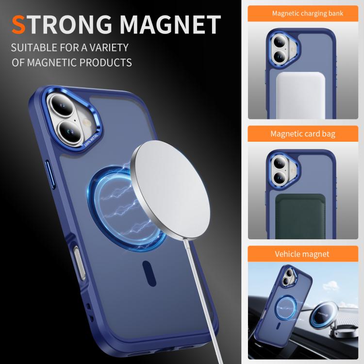 For iPhone 16 Plus Hardware Lens Protection MagSafe Magnetic PC Hybrid TPU Phone Case