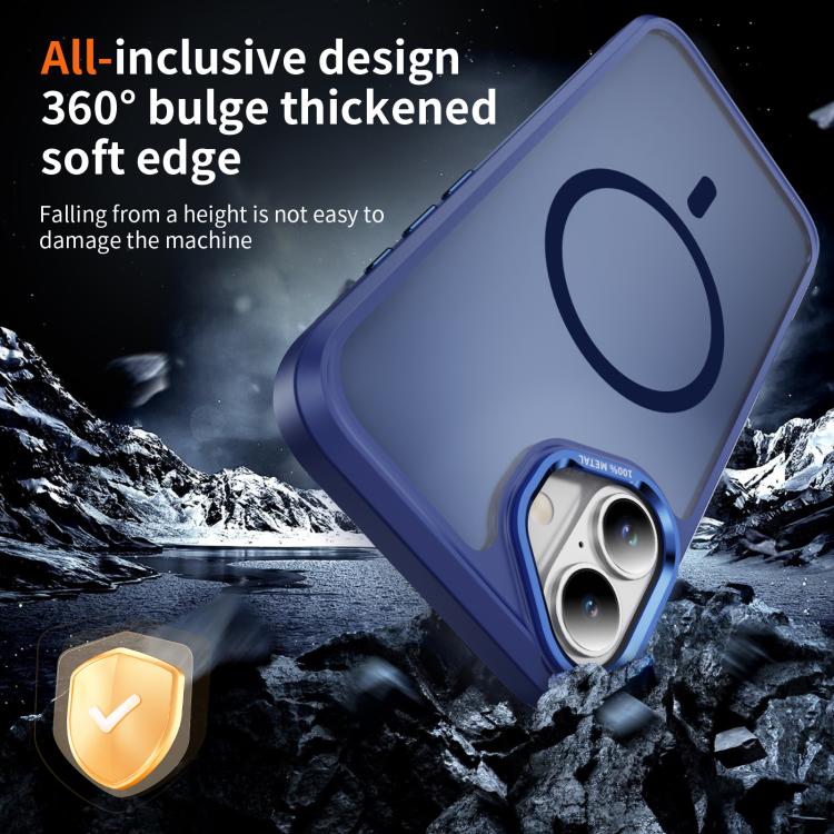 For iPhone 16 Plus Hardware Lens Protection MagSafe Magnetic PC Hybrid TPU Phone Case