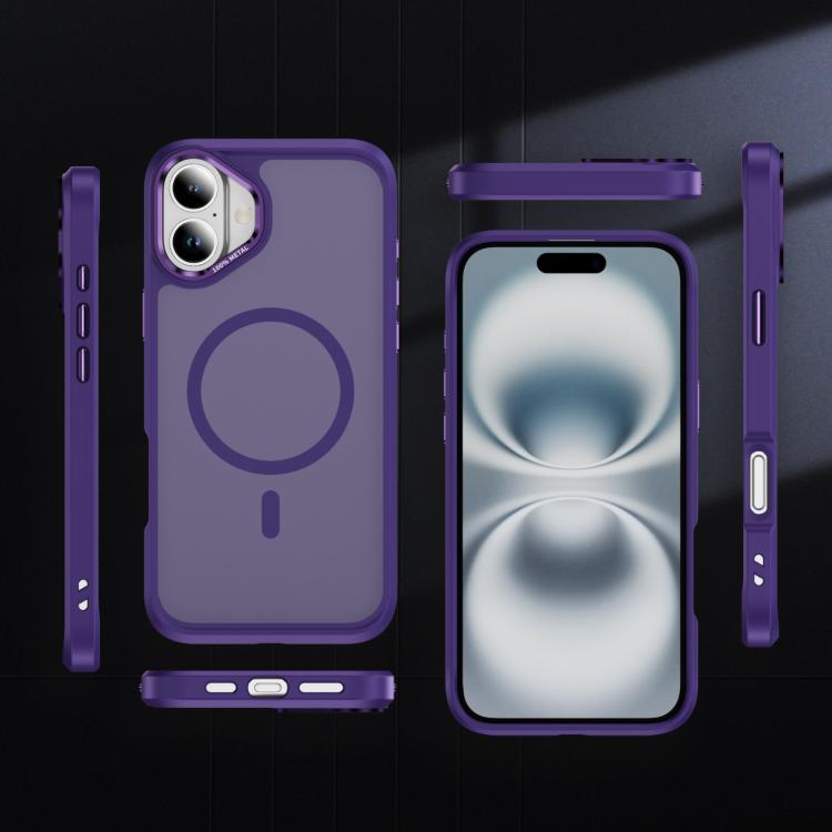 For iPhone 16 Plus Hardware Lens Protection MagSafe Magnetic PC Hybrid TPU Phone Case
